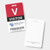 Red Add Your Logo & Bar Code Besucher Ausweis (Vorder- & Rückseite)