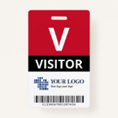 Red Add Your Logo & Bar Code Besucher Ausweis (Vorderseite)