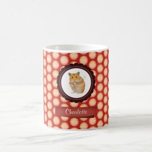 Red Add Your Name Hamster Kaffeetasse (Mittel)