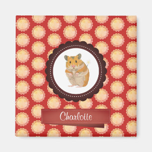 Red Add Your Name Hamster Magnet