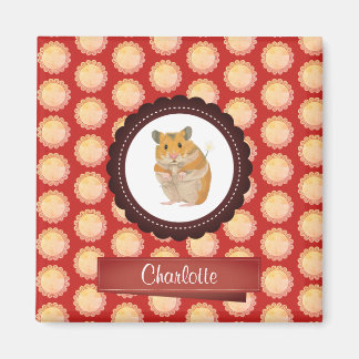 Red Add Your Name Hamster Magnet