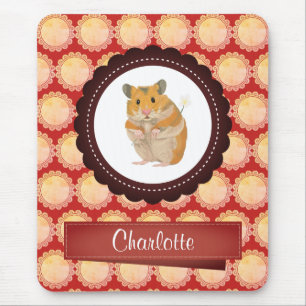 Red Add Your Name Hamster Mousepad