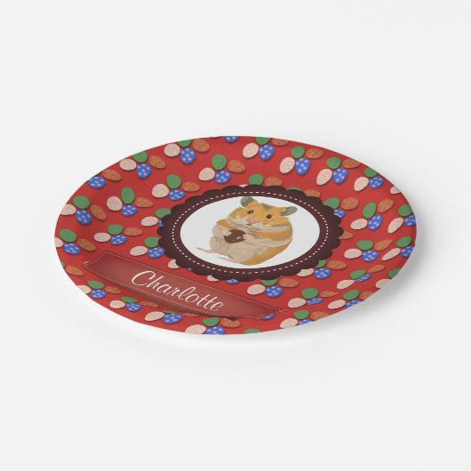 Red Add your name Hamster Oster Pappteller (Schrägansicht)