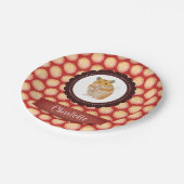 Red Add Your Name Hamster Pappteller (Schrägansicht)