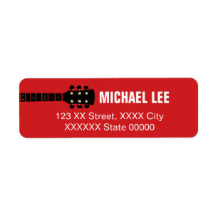 Red Address Label für Gitarrenspieler oder Musikge