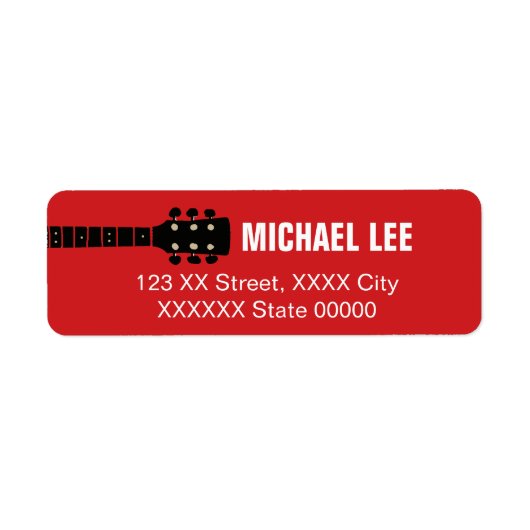 Red Address Label für Gitarrenspieler oder Musikge (Vorne)