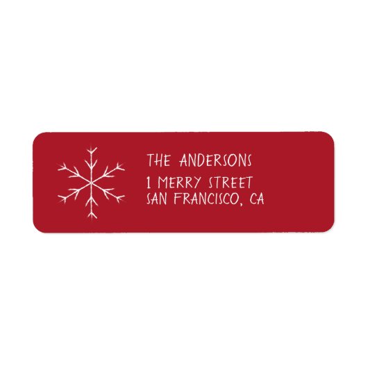 Red Address Labels mit Snowflake für Ferien (Vorne)