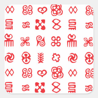 Red Adinkra African Symbols Quadratischer Aufkleber