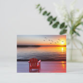 Red Adirondack Stuhl auf einem Dock Postkarte (Stehend Vorderseite)