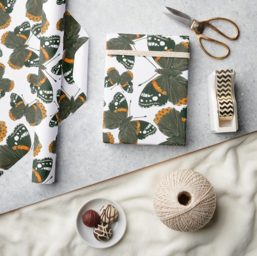 Red admiral butterfly pattern geschenkpapier (Basteln)
