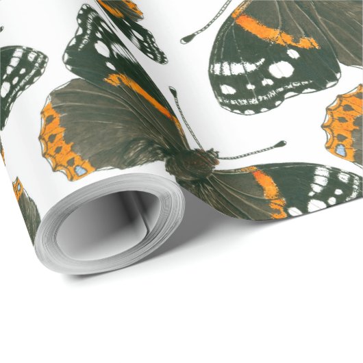 Red admiral butterfly pattern geschenkpapier (Rolleneckpunkt)