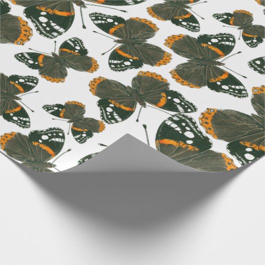 Red admiral butterfly pattern geschenkpapier (Ecke)