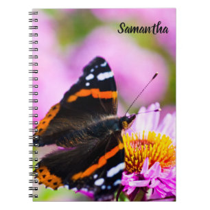Red Admiral Butterfly Spiral Notebook Notizblock