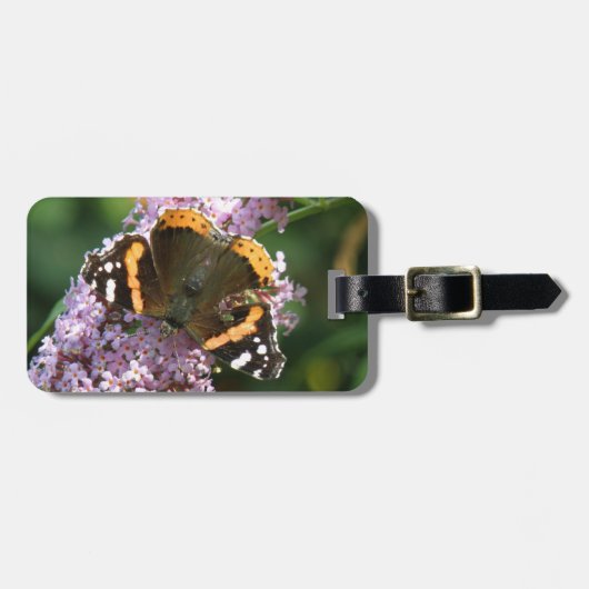 Red Admiral Butterfly und Buddleia Custom Gepäckanhänger (Vorderseite horizontal)