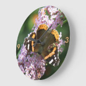 Red Admiral Butterfly und Buddleia Wall Clock Große Wanduhr (Winkel)