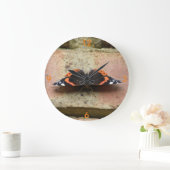 Red Admiral Butterfly Wall Clock Große Wanduhr (Zuhause)