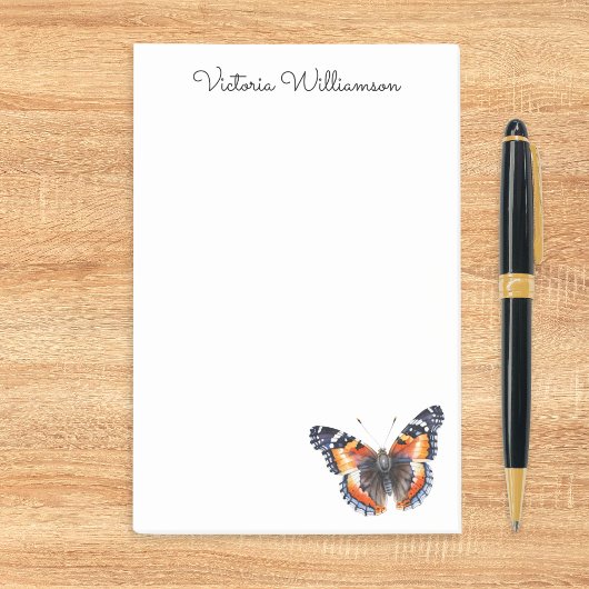 Red Admiral Butterfly Watercolor Personalized Post-it Klebezettel