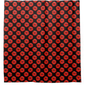Red African Daisy Pattern auf schwarz Duschvorhang (Vorderseite)