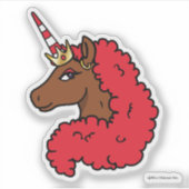 Red Afro Unicorn Aufkleber (Vorderseite)