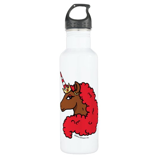Red Afro Unicorn Edelstahlflasche (Vorderseite)