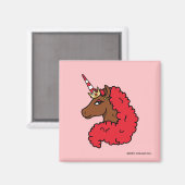 Red Afro Unicorn Magnet (Vorderseite/Rückseite)