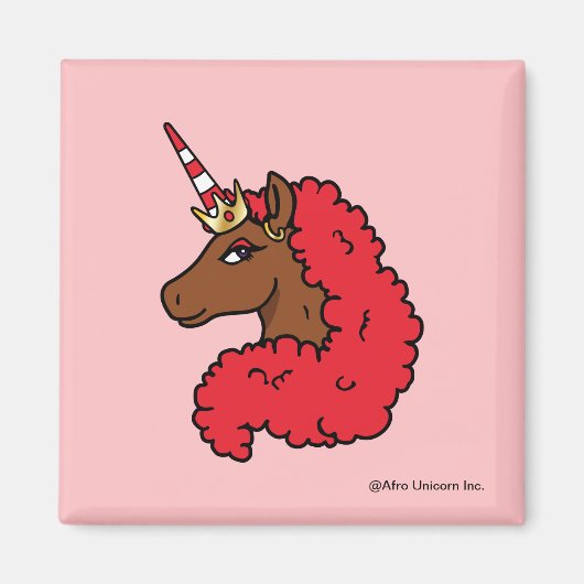 Red Afro Unicorn Magnet (Vorne)