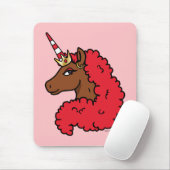 Red Afro Unicorn Mousepad (Mit Mouse)