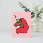 Red Afro Unicorn Postkarte (Stehend Vorderseite)