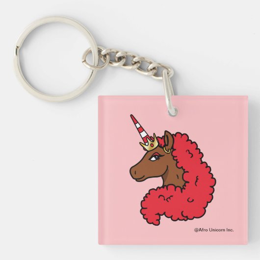 Red Afro Unicorn Schlüsselanhänger (Vorderseite)