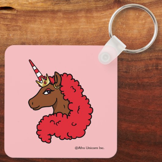 Red Afro Unicorn Schlüsselanhänger (Rückseite)