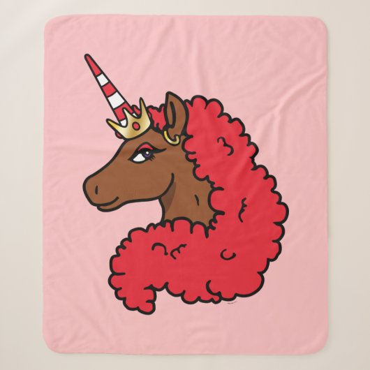 Red Afro Unicorn Sherpadecke (Vorderseite)