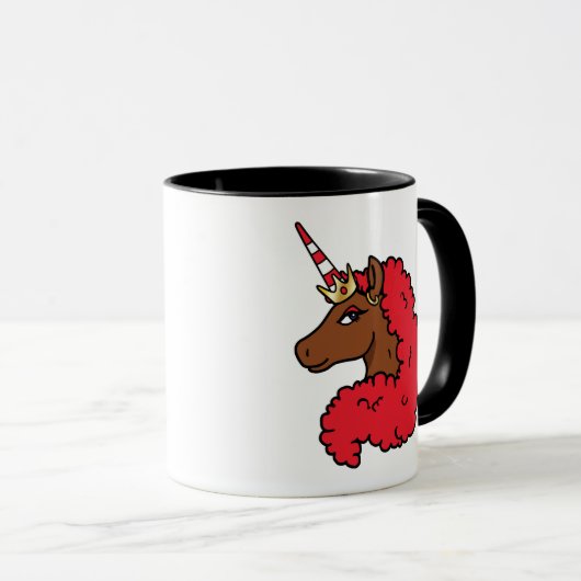 Red Afro Unicorn Tasse (VorderseiteRechts)