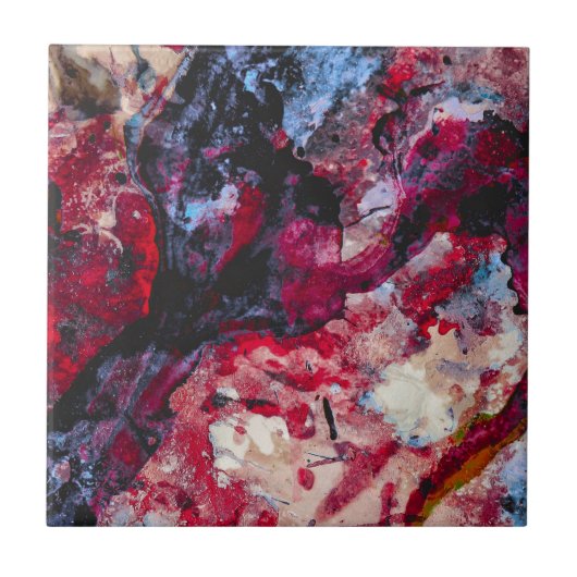 Red Agate Crystal Geode Abstrakt Fliese (Vorderseite)