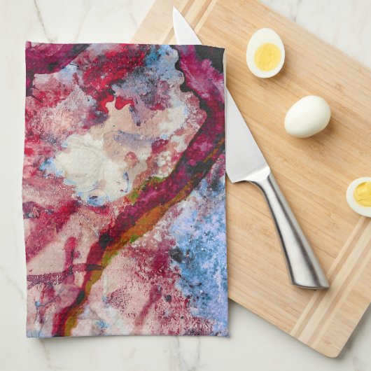 Red Agate Crystal Geode Abstrakt Geschirrtuch (Viertel Falte)