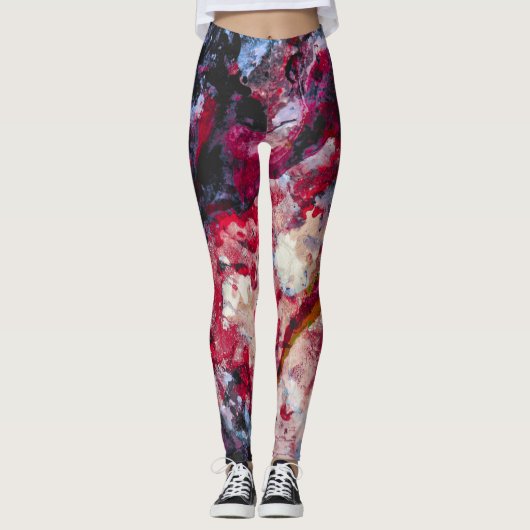 Red Agate Crystal Geode Abstrakt Leggings (Vorderseite)