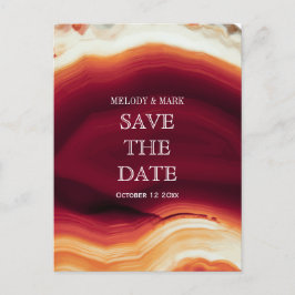 Red agate geode Herbsthochzeit Save the Date Ankündigungspostkarte
