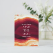 Red agate geode Herbsthochzeit Save the Date Ankündigungspostkarte (Stehend Vorderseite)