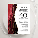 Red Agate Gold White Überraschung 40. Geburtstag Einladung<br><div class="desc">Rot,  Weiß und Gold überraschen die 40. Party Einladung. Elegantes modernes Design mit Aquarellfarben-marmorgeode Hintergrund,  Imitats Glitzer Gold und Typografie Skript-Schriftart. Die trendige Einladungskarte eignet sich perfekt für eine stilvolle Damenfeier. Gedruckte Zazzle-Einladungen oder Sofortdownload digitaler Druckvorlage.</div>