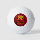 Red Agate Marble Monogram personalisiert Golfball (Vorderseite)