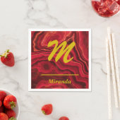 Red Agate Marmor mit Goldmonogramm und Name Serviette (Beispiel)