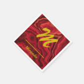 Red Agate Marmor mit Goldmonogramm und Name Serviette (Ecke)