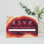 Red agate Slice geode Herbstfarben Hochzeit RSVP Karte (Stehend Vorderseite)