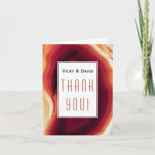 Red agate Slice geode Hochzeit Danke Foto (Vorderseite)