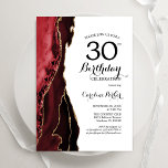 Red Agate White Gold 30. Geburtstag Einladung<br><div class="desc">Rot,  Weiß und Gold feiern die 30. Party Einladung. Elegantes modernes Design mit Aquarellfarben-marmorgeode Hintergrund,  Imitats Glitzer Gold und Typografie Skript-Schriftart. Die trendige Einladungskarte eignet sich perfekt für eine stilvolle Damenfeier. Gedruckte Zazzle-Einladungen oder Sofortdownload digitaler Druckvorlage.</div>