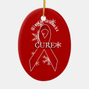 Red AIDS Awareness Ribbon Weihnachtsschnee-Ornamen Keramik Ornament