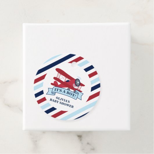 Red Airplane Baby Dusche Geschenkanhänger (Beispiel)