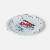 Red Airplane Baby Dusche Pappteller (Schrägansicht)