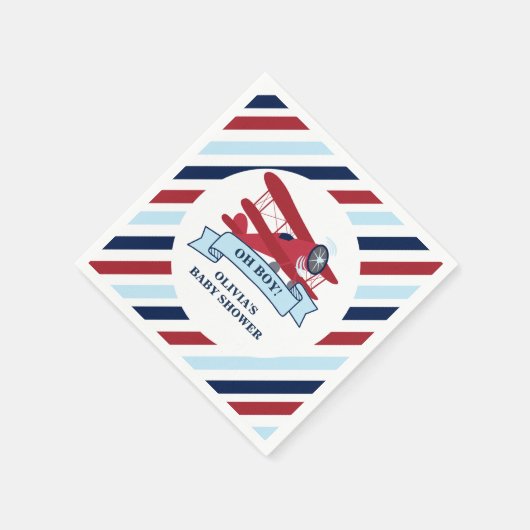 Red Airplane Baby Dusche Serviette (Ecke)