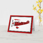 Red Airplane Birday Card Karte (Gelbe Blume)