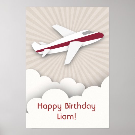 Red Airplane Birthday Poster (Vorne)